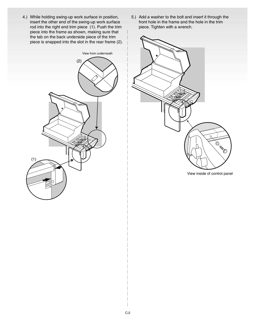 Weber B067.E, C052.C, A101.c manual View inside of control panel 