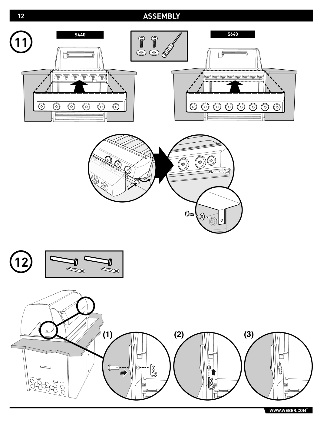 Weber Built-In LP Gas Grill, S-640, S-440 manual 12ASSEMBLY 