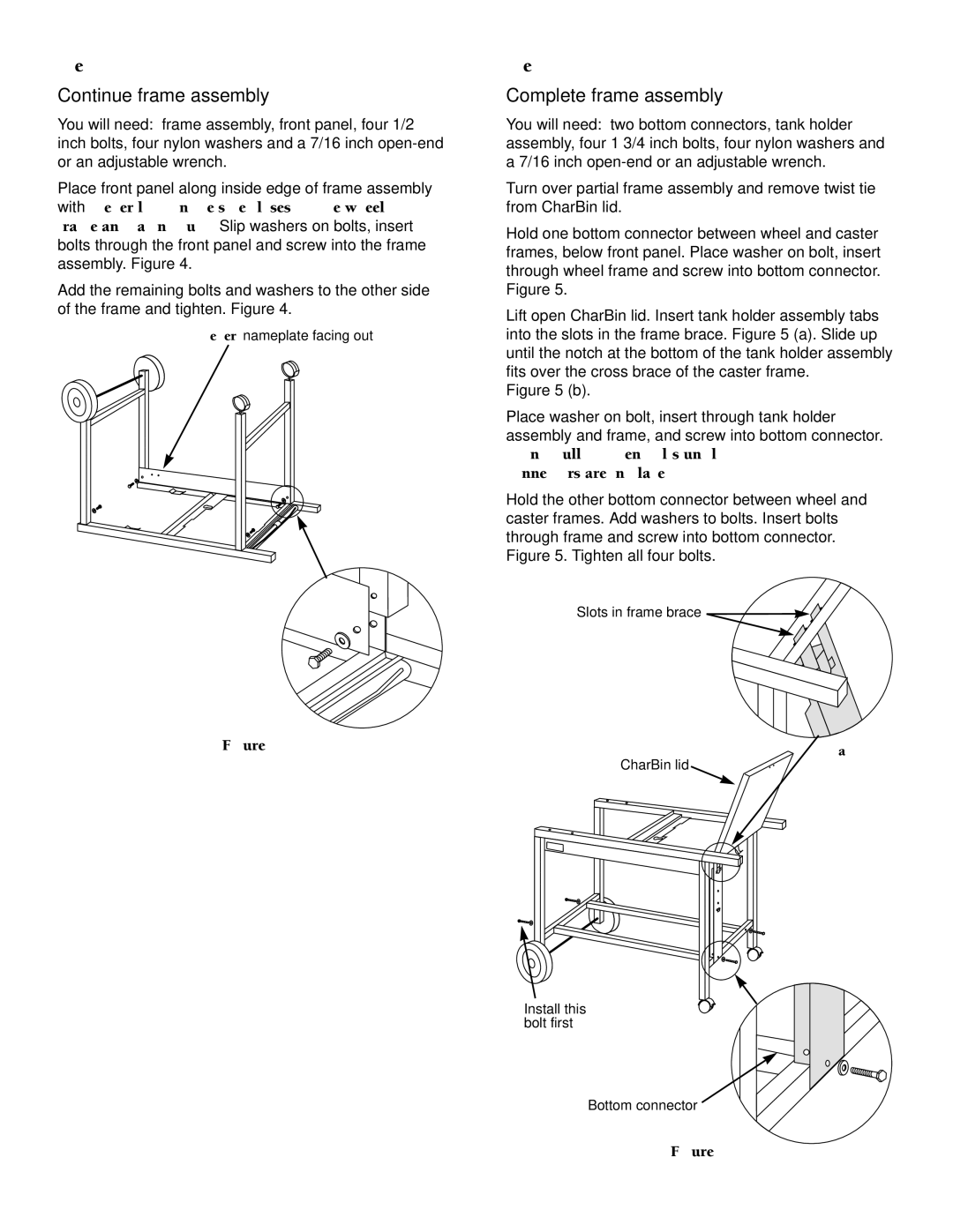 Weber Burner owner manual Continue frame assembly, Complete frame assembly 