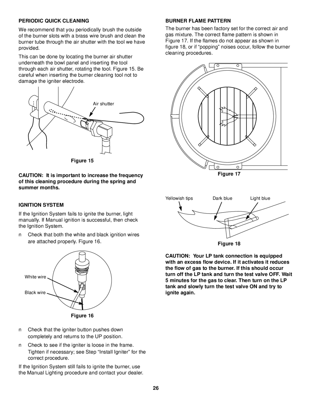 Weber owner manual Periodic Quick Cleaning, Ignition System, Burner Flame Pattern 