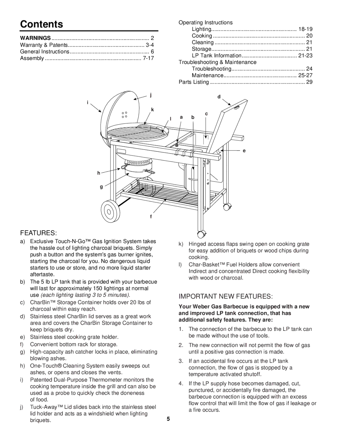 Weber Burner owner manual Contents 