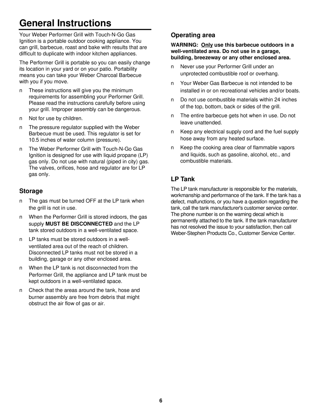 Weber Burner owner manual 