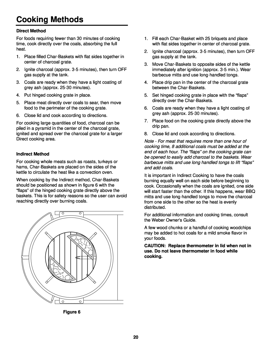 Weber Burner owner manual Cooking Methods, Direct Method, Indirect Method 