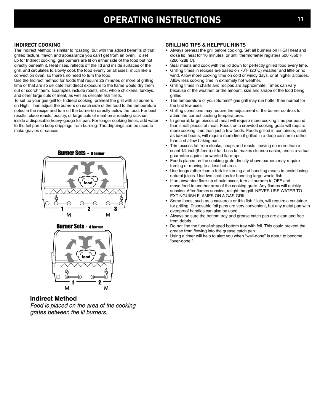 Weber D4, D6 manual Indirect Cooking, Grilling Tips & Helpful Hints 