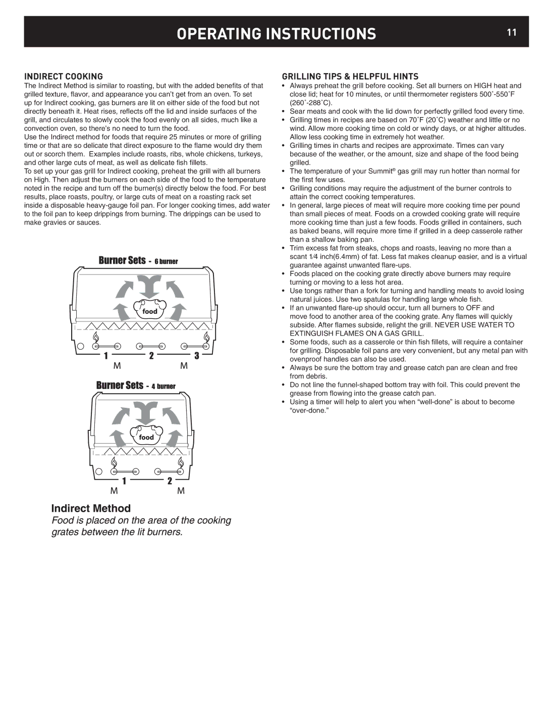 Weber D4, D6 manual Indirect Cooking, Grilling Tips & Helpful Hints 