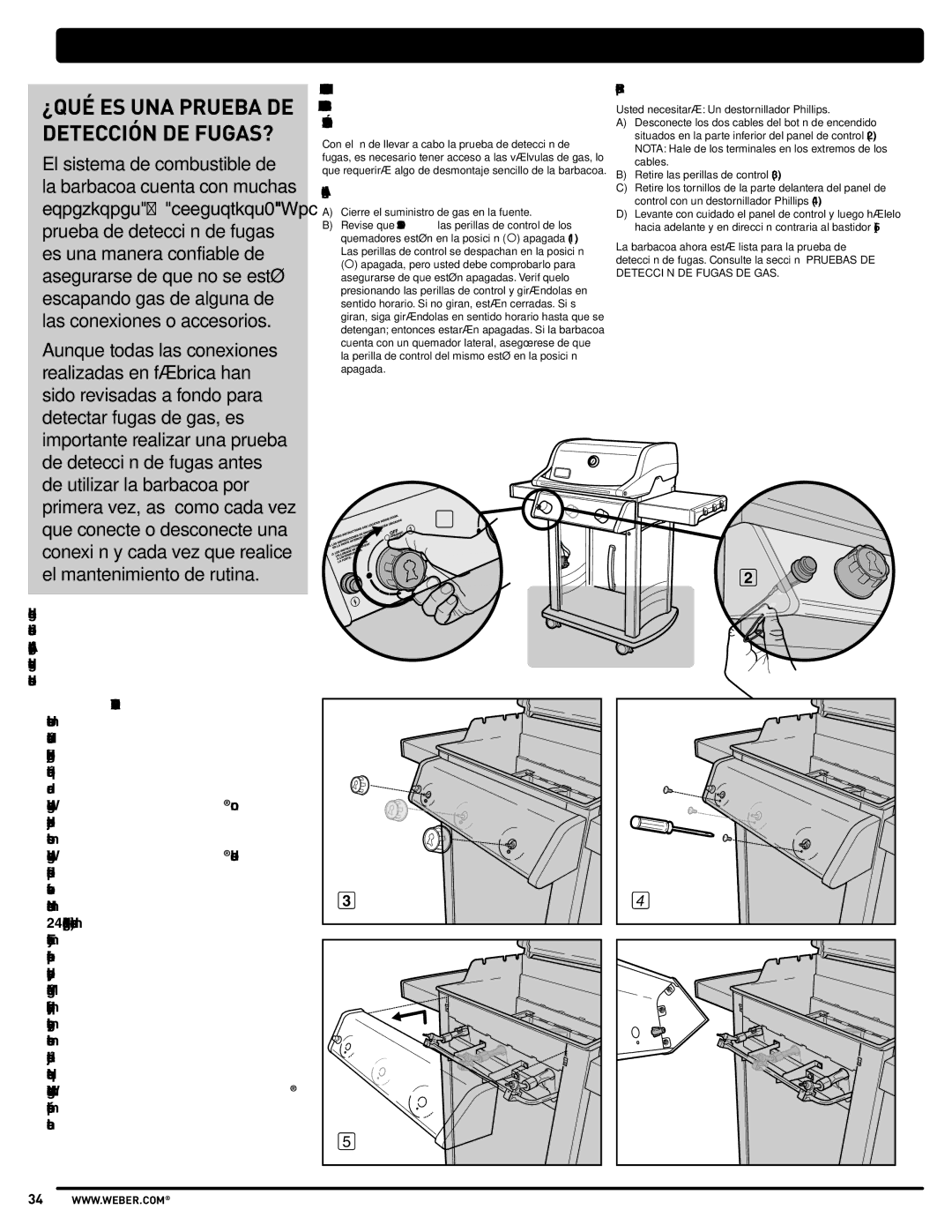 Weber SP310, E210 Preparación Para Usar LA Barbacoa, Asegúrese de que la barbacoa esté apagada, Retire el panel de control 