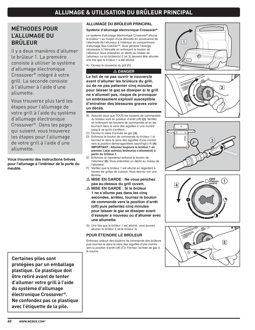 Weber E210 Allumage & Utilisation DU Brûleur Principal, Méthodes Pour ’ALLUMAGE DU Brûleur, Allumage DU Brûleur Principal 