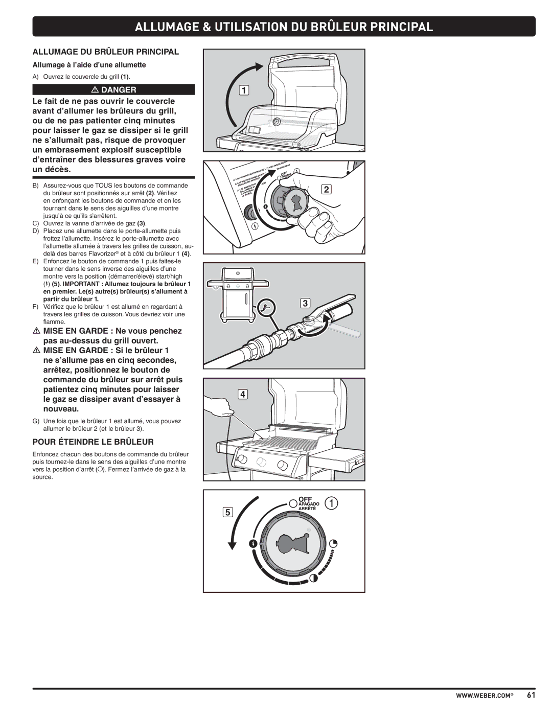 Weber SP310, E210, E310 manual Allumage à l’aide d’une allumette 