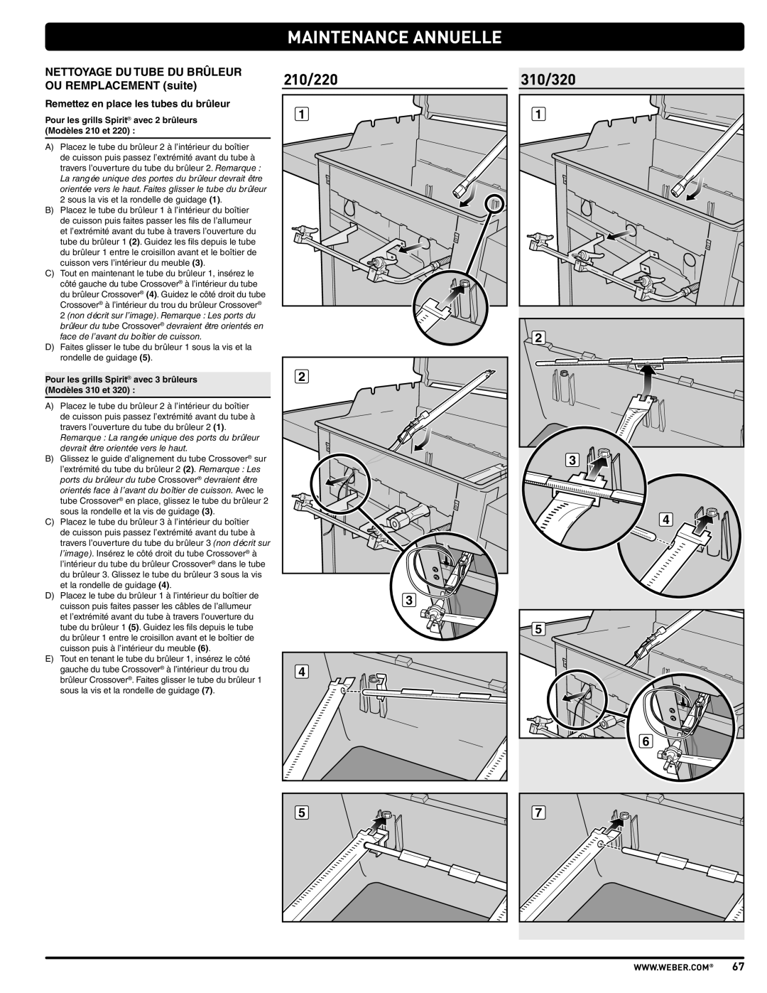 Weber SP310, E210, E310 manual Remettez en place les tubes du brûleur 