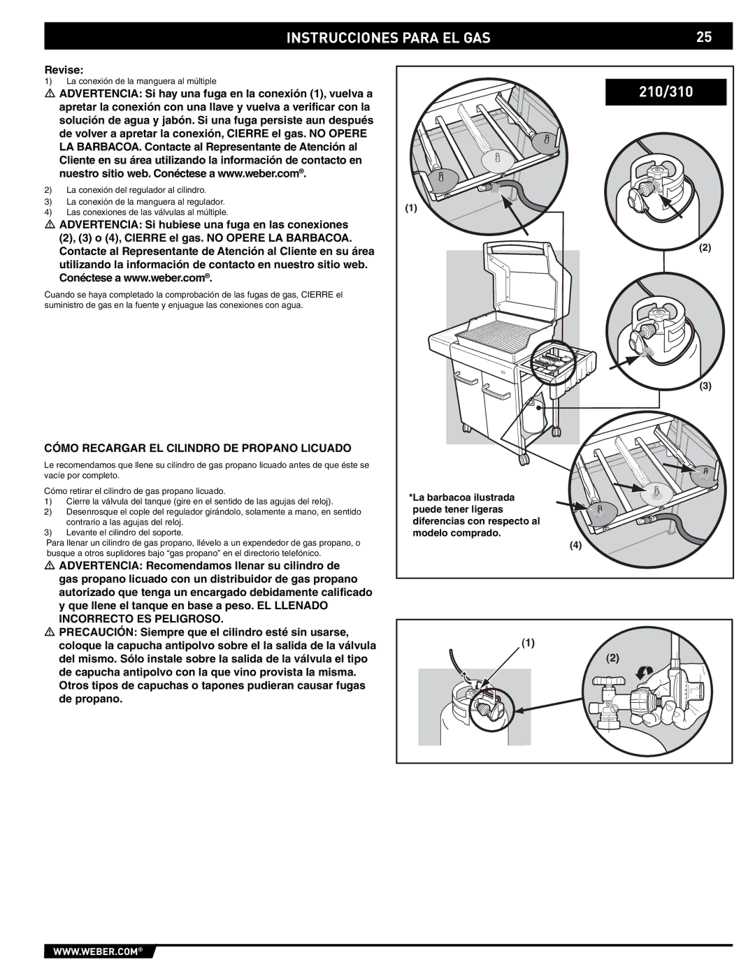 Weber E/EP - 210/310 manual Revise, Cómo Recargar EL Cilindro DE Propano Licuado 