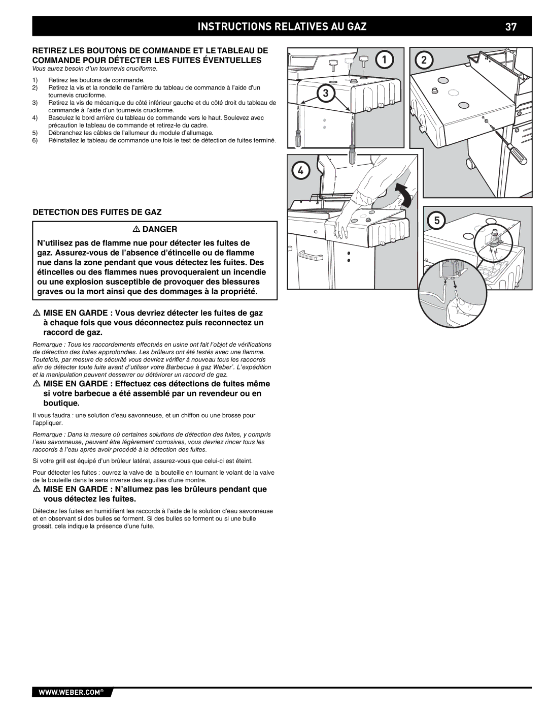 Weber E/EP - 210/310 manual Detection DES Fuites DE GAZ, Vous aurez besoin d’un tournevis cruciforme 