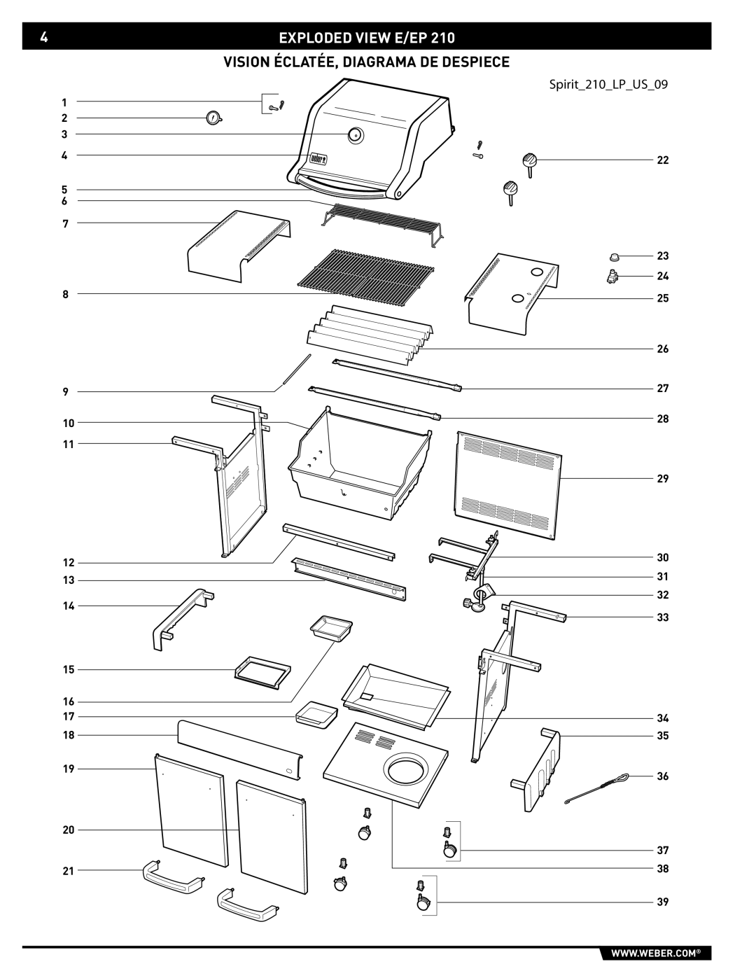 Weber E/EP - 210/310 manual Exploded View E/EP 