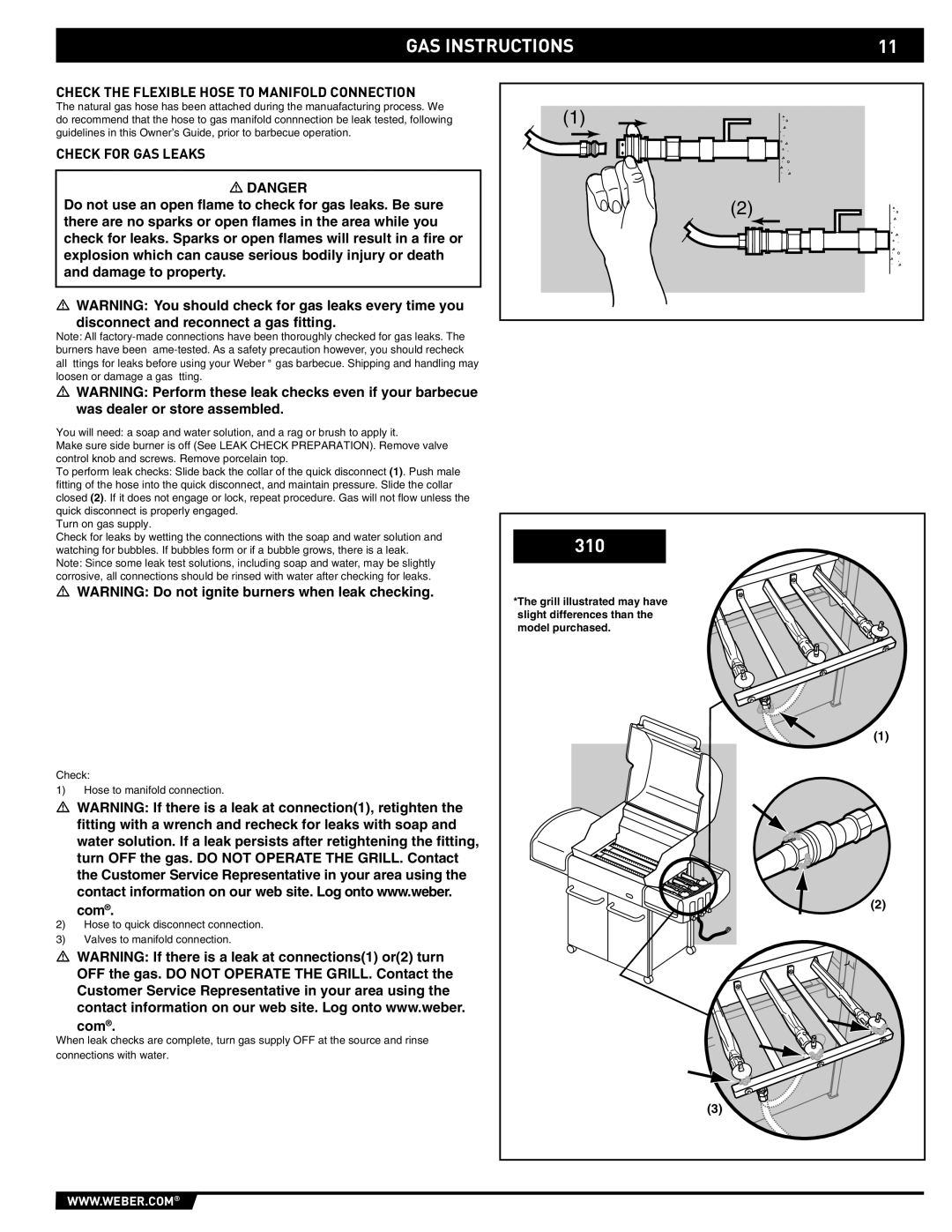 Weber EP -310/320, E/S-310, E/S-320 manual GAS Instructions 