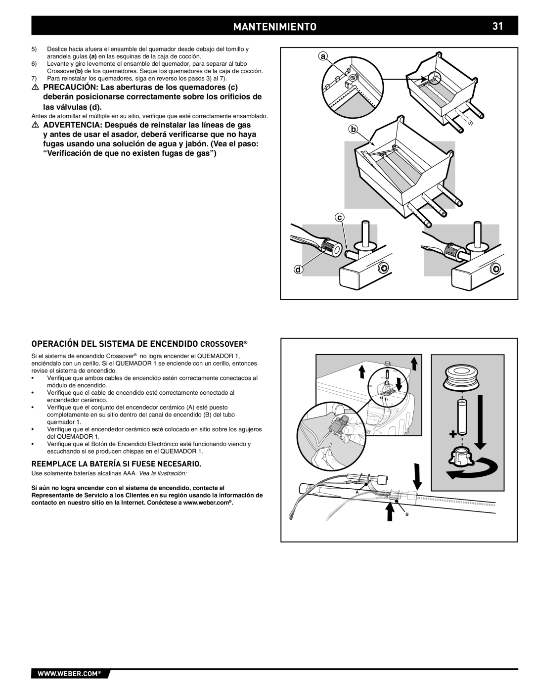 Weber EP -310/320, E/S-310, E/S-320 manual MANTENIMIENTO31, Reemplace LA Batería SI Fuese Necesario 