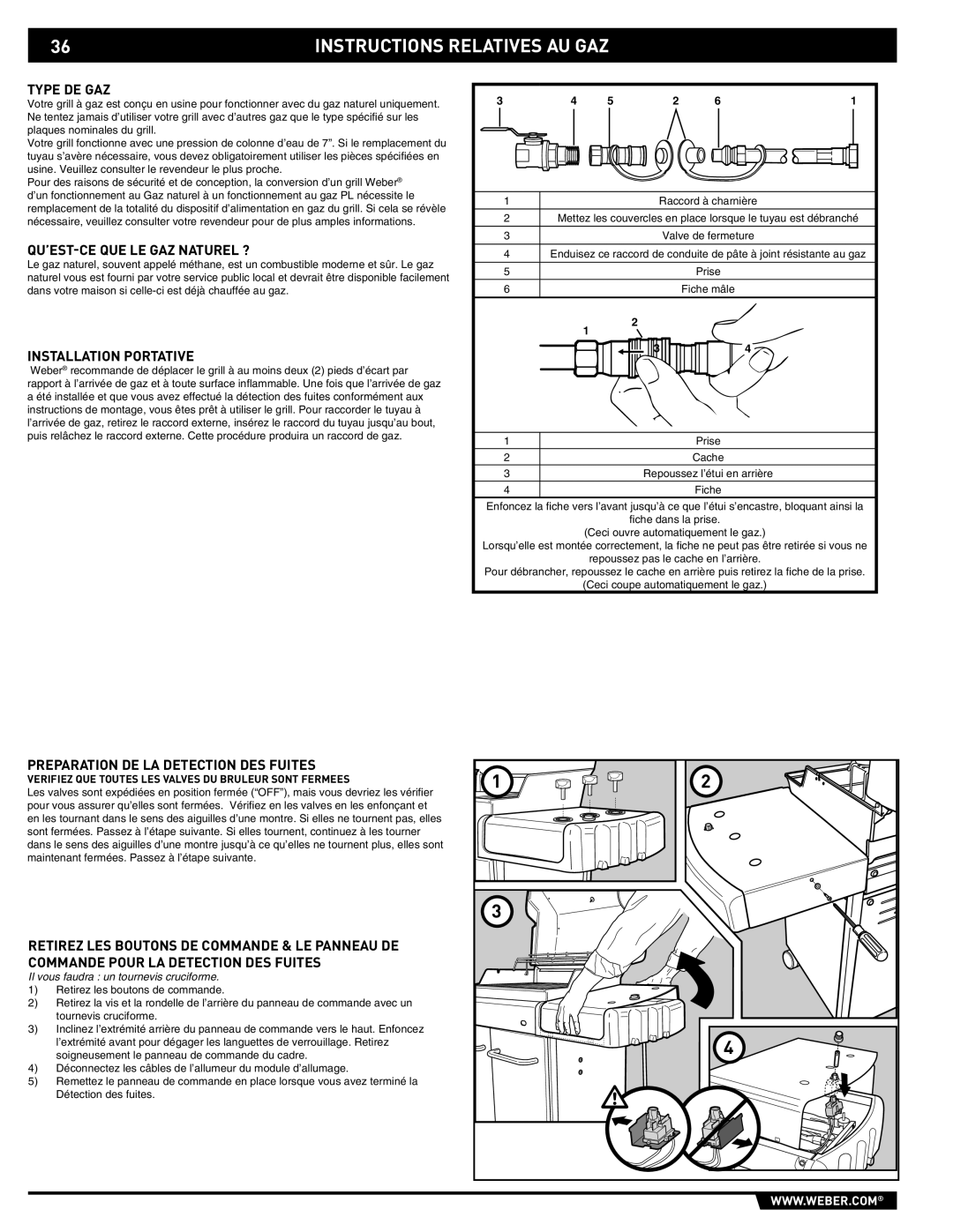 Weber E/S-310, E/S-320, EP -310/320 manual Type DE GAZ, QU’EST-CE QUE LE GAZ Naturel ?, Installation Portative 