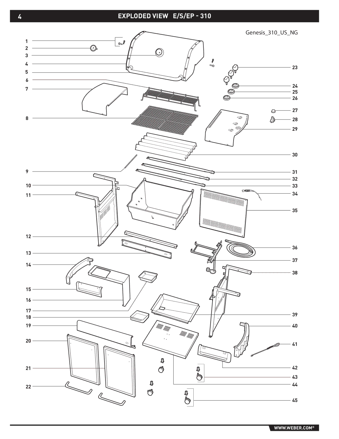 Weber E/S-310, E/S-320, EP -310/320 manual Exploded View E/S/EP 