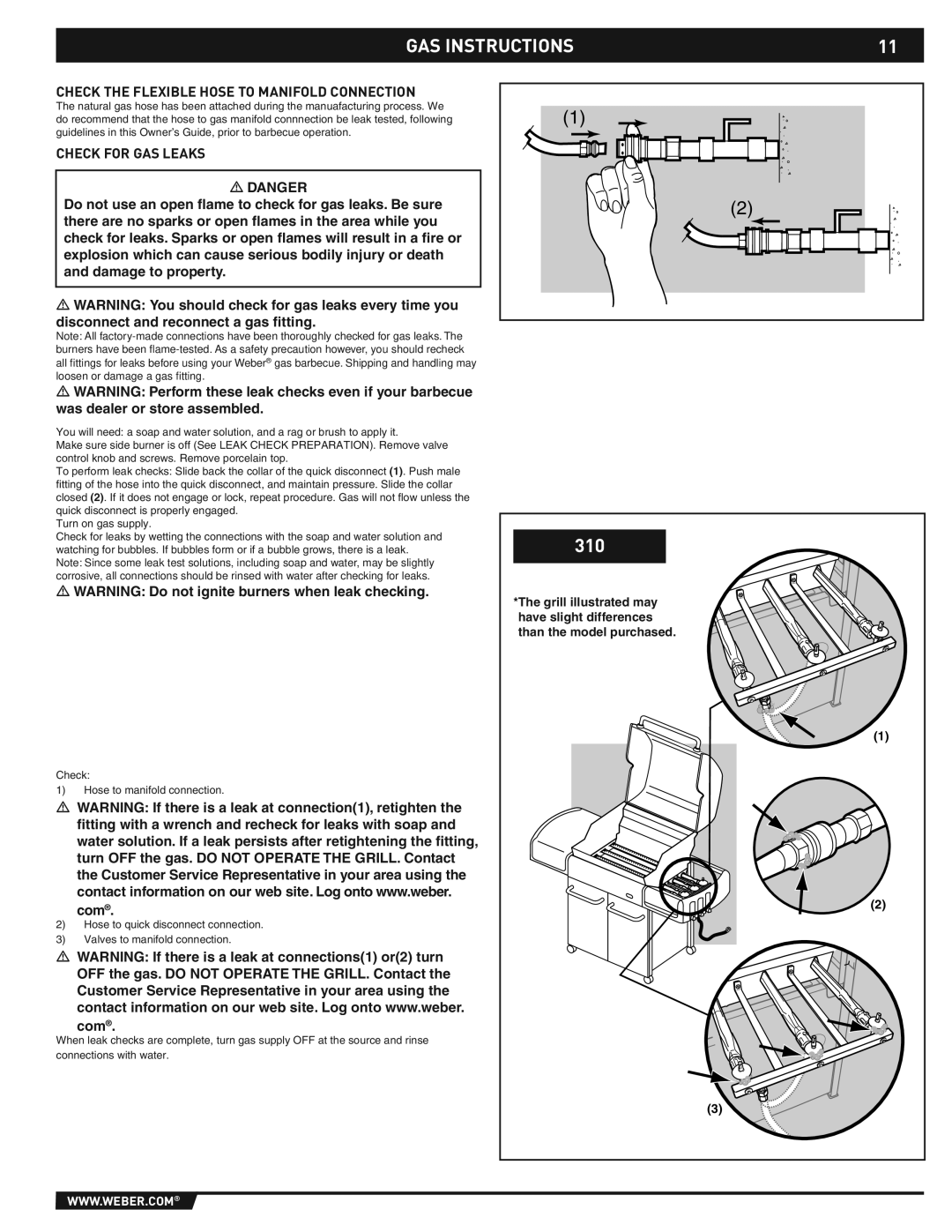 Weber E/S-310/320 manual GAS Instructions 