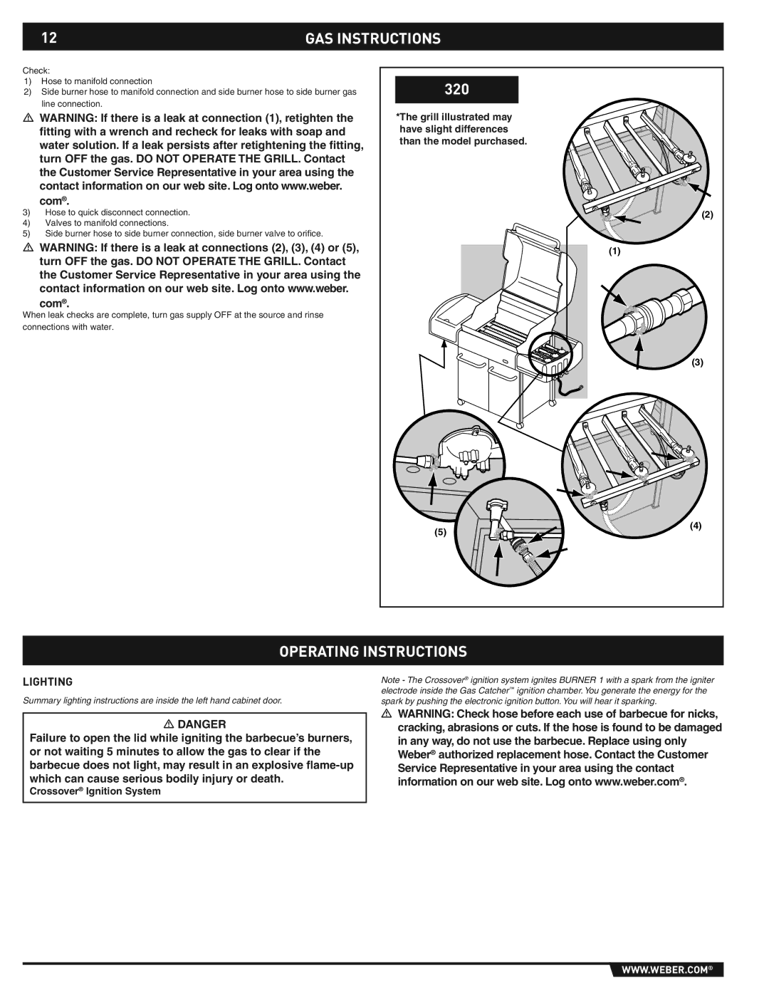 Weber E/S-310/320 manual Operating Instructions, Lighting 