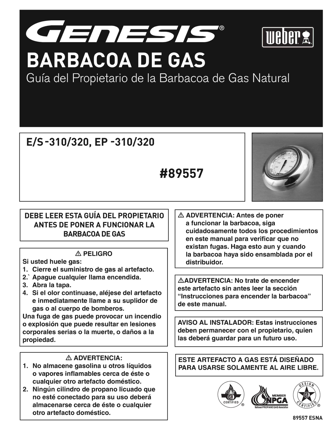 Weber E/S-310/320 manual Barbacoa DE GAS 