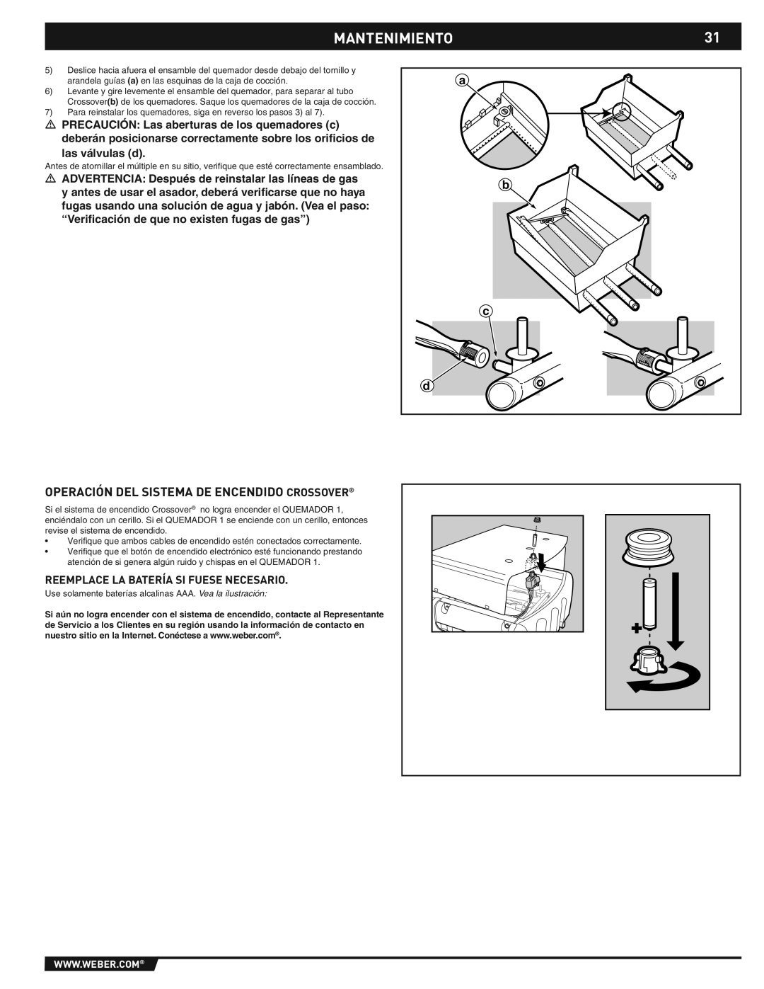 Weber E/S-310/320 manual MANTENIMIENTO31, Reemplace LA Batería SI Fuese Necesario 