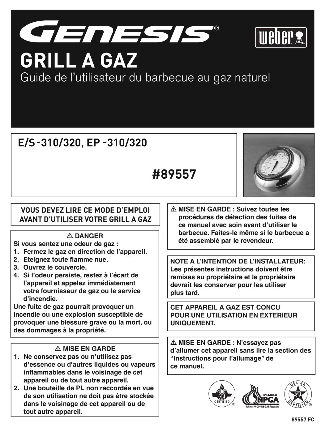 Weber E/S-310/320 manual Grill a GAZ 