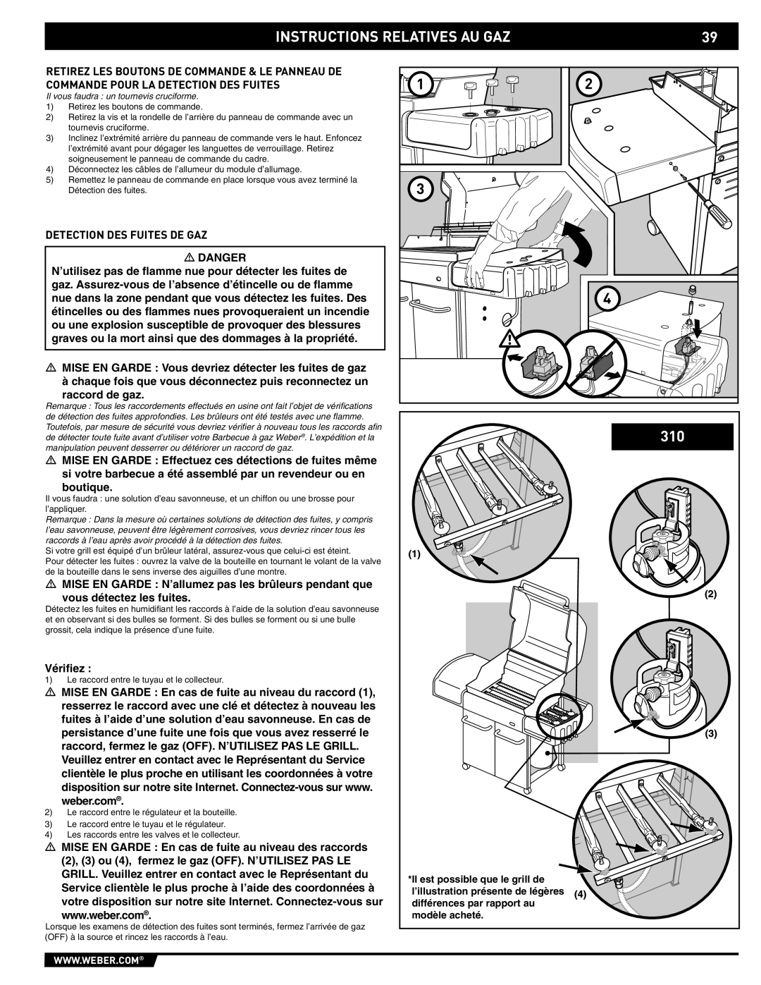 Weber E/S-320 manual Detection DES Fuites DE GAZ, Il vous faudra un tournevis cruciforme 