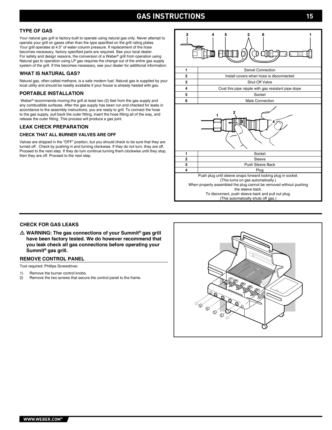 Weber E/S-420 manual Type of GAS, What is Natural GAS?, Portable Installation, Leak Check Preparation 