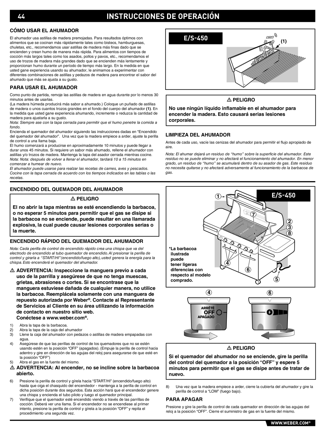 Weber E/S-420 manual Cómo Usar EL Ahumador, Para Usar EL Ahumador, Limpieza DEL Ahumador 