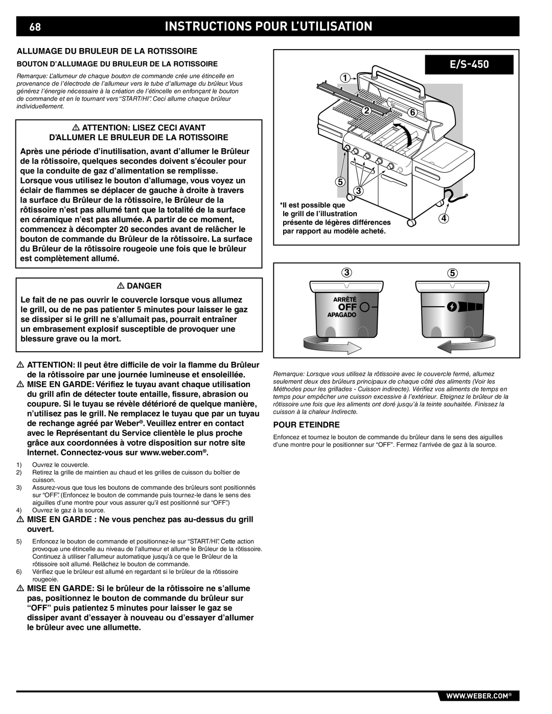 Weber E/S-420 manual Allumage DU Bruleur DE LA Rotissoire, ’ALLUMER LE Bruleur DE LA Rotissoire 