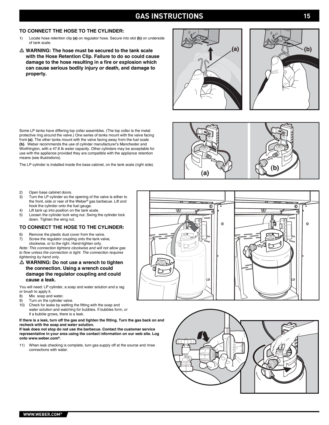 Weber E/S-450 manual To Connect the Hose to the Cylinder 