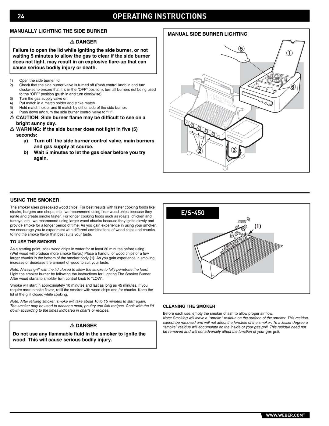 Weber E/S-450 manual Using the Smoker, To USE the Smoker 