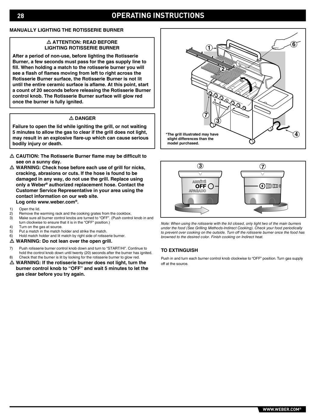 Weber E/S 470 manual Operating Instructions 