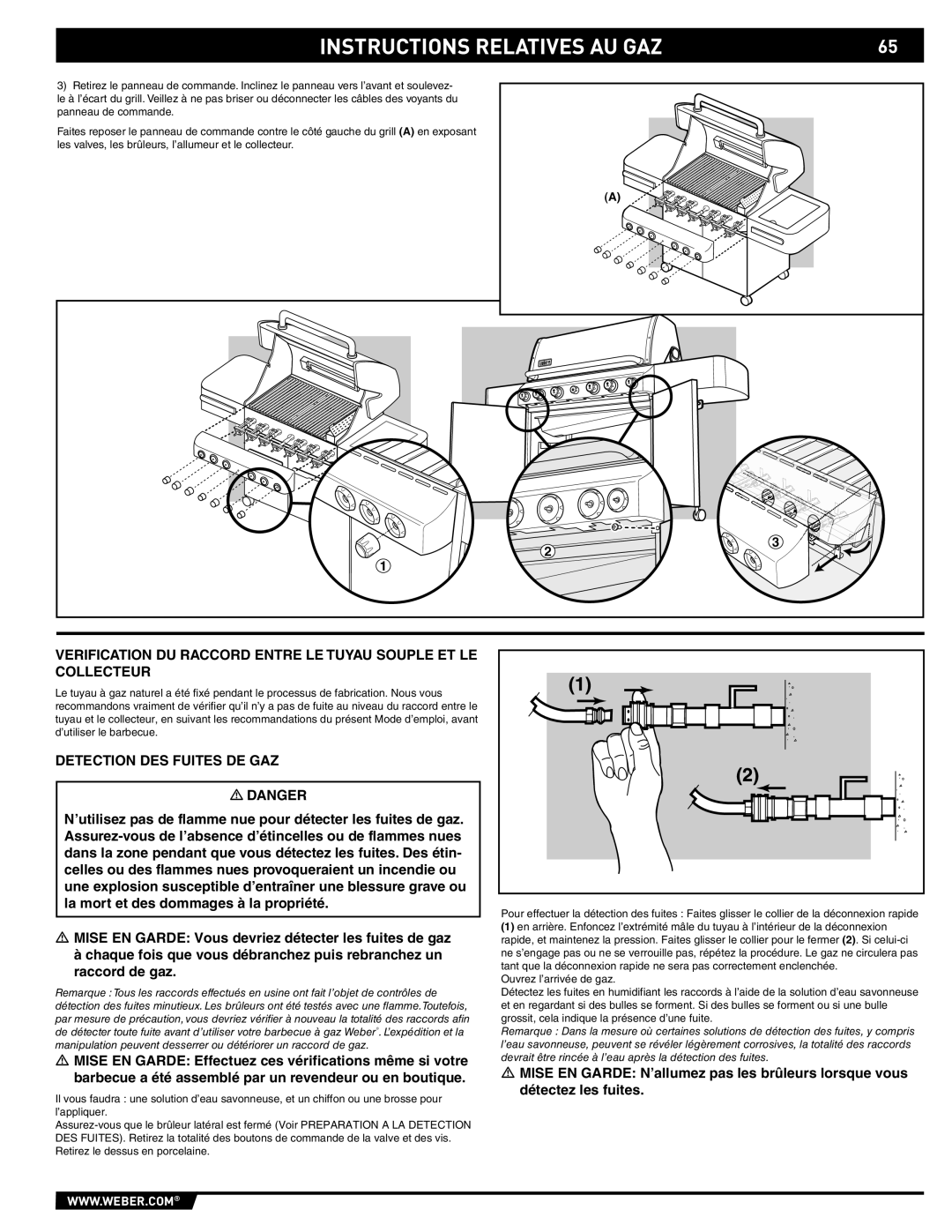 Weber E/S 470 manual Instructions Relatives AU GAZ 