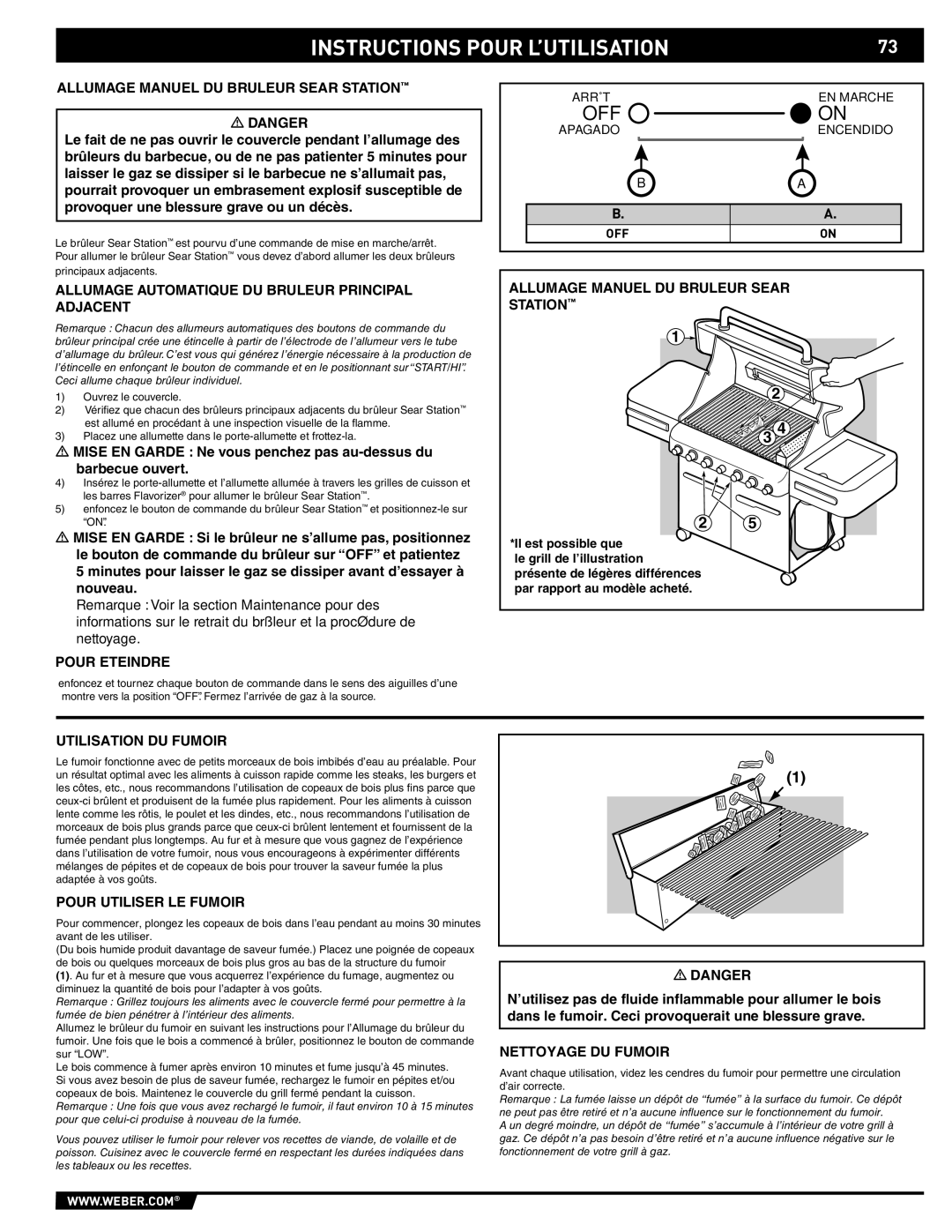 Weber E/S 470 manual Allumage Manuel DU Bruleur Sear Station, Allumage Automatique DU Bruleur Principal Adjacent 