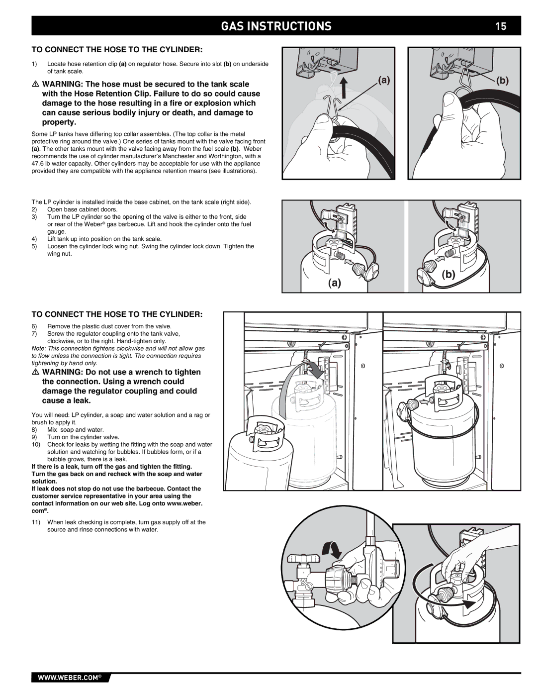 Weber E/S 650 manual To Connect the Hose to the Cylinder 