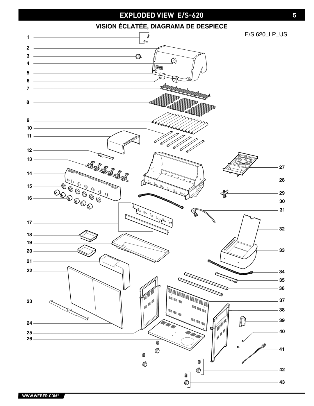 Weber E/S 650 manual Exploded View E/S-620 