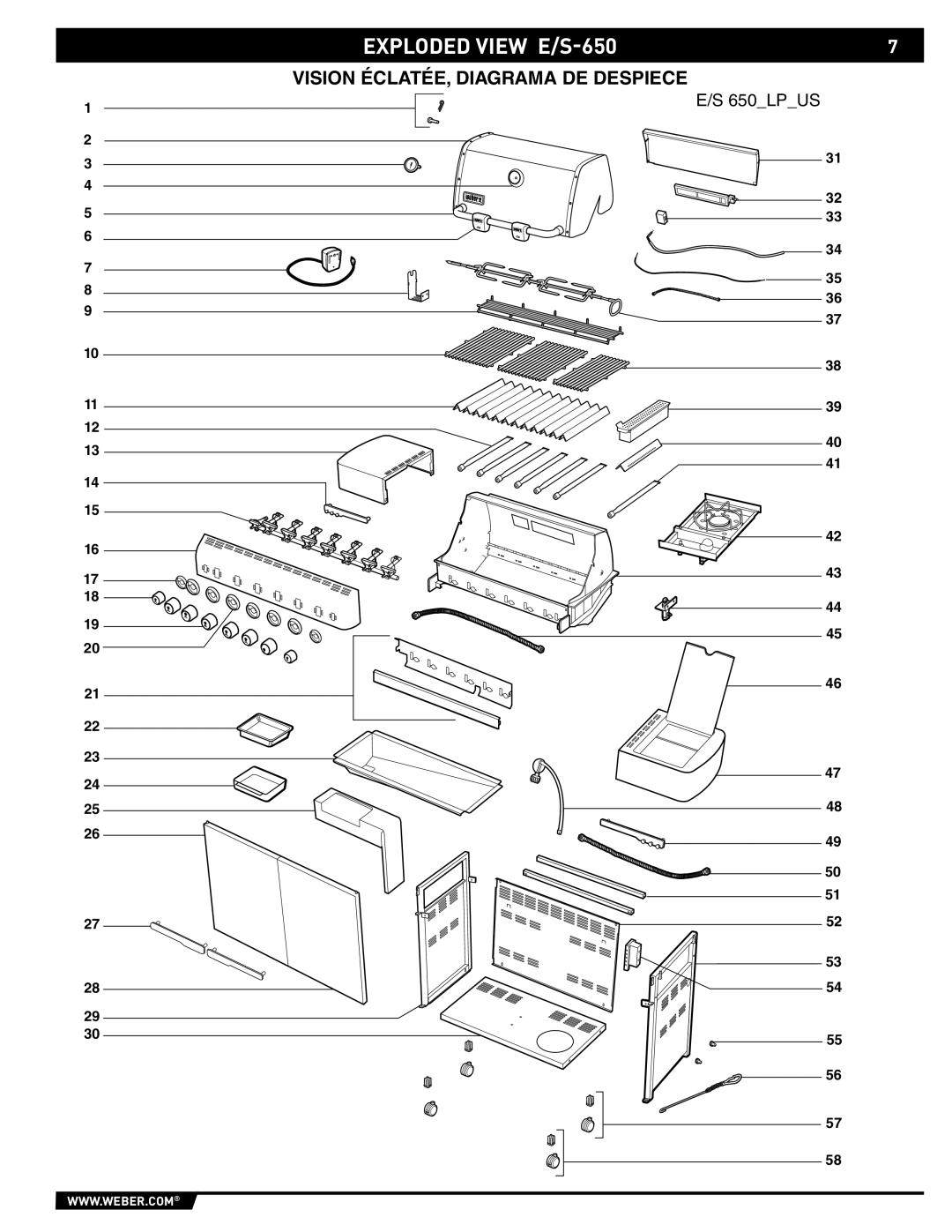 Weber E/S 650 manual Exploded View E/S-650 