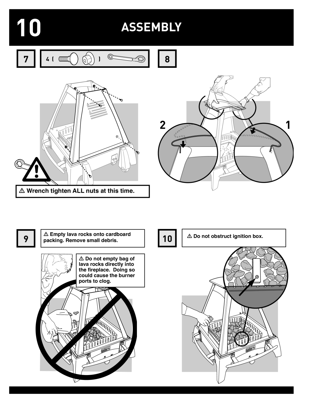 Weber FLAME manual Wrench tighten ALL nuts at this time 