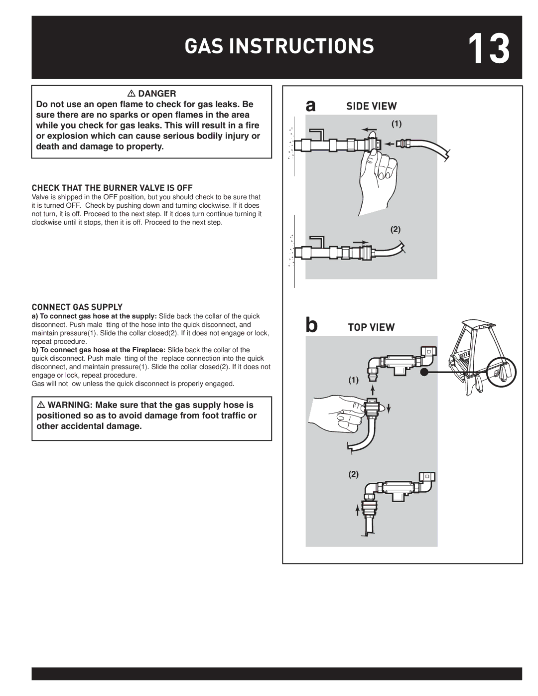 Weber FLAME manual GAS Instructions, Check That the Burner Valve is OFF, Connect GAS Supply 