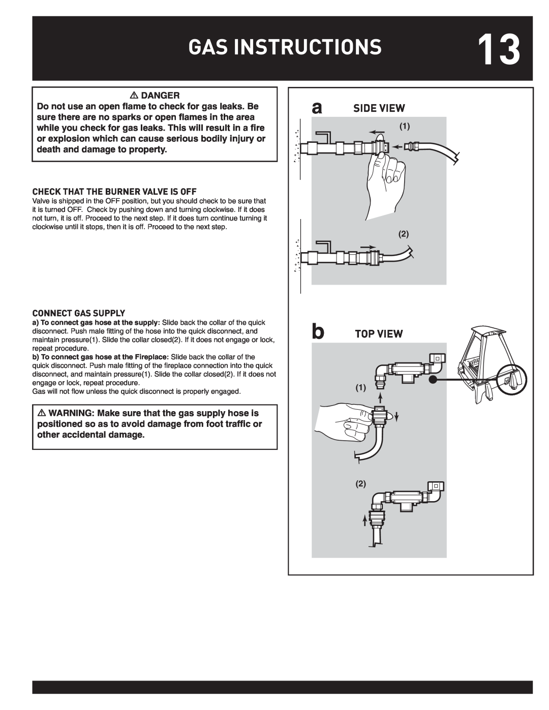 Weber FLAME manual Gas Instructions 