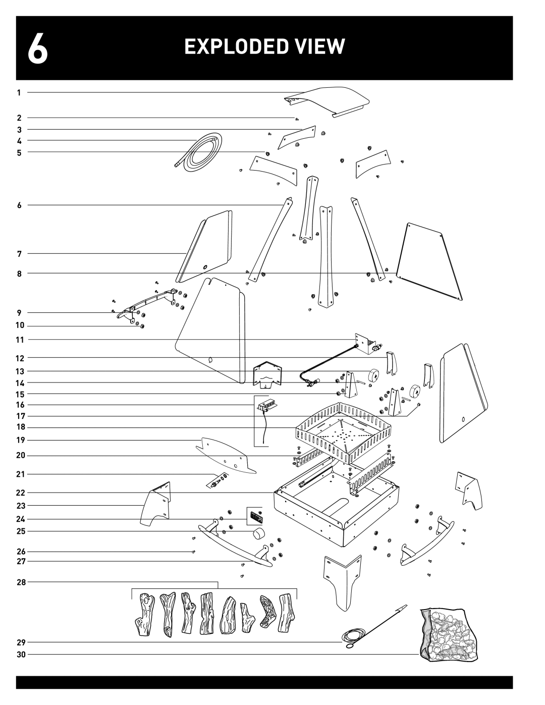 Weber FLAME manual Exploded View, 1 2 3 4 5 6 7 8 9 10 11 12 13 14 15 16, 23 24 