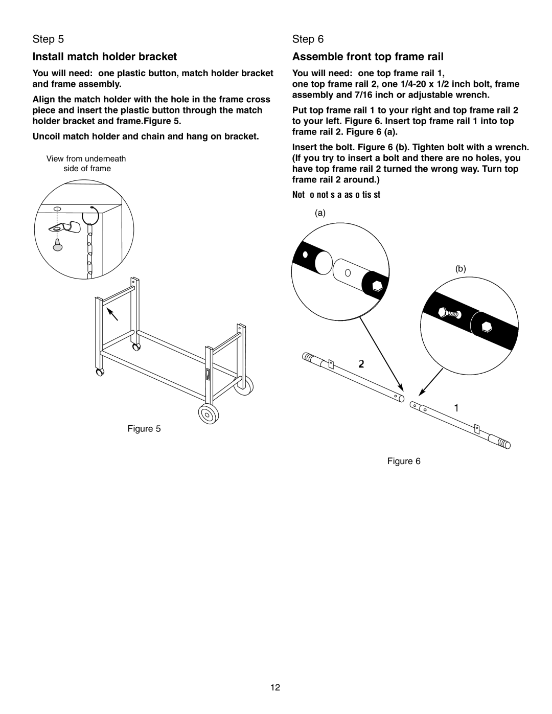 Weber FT 600 owner manual Install match holder bracket, Assemble front top frame rail 