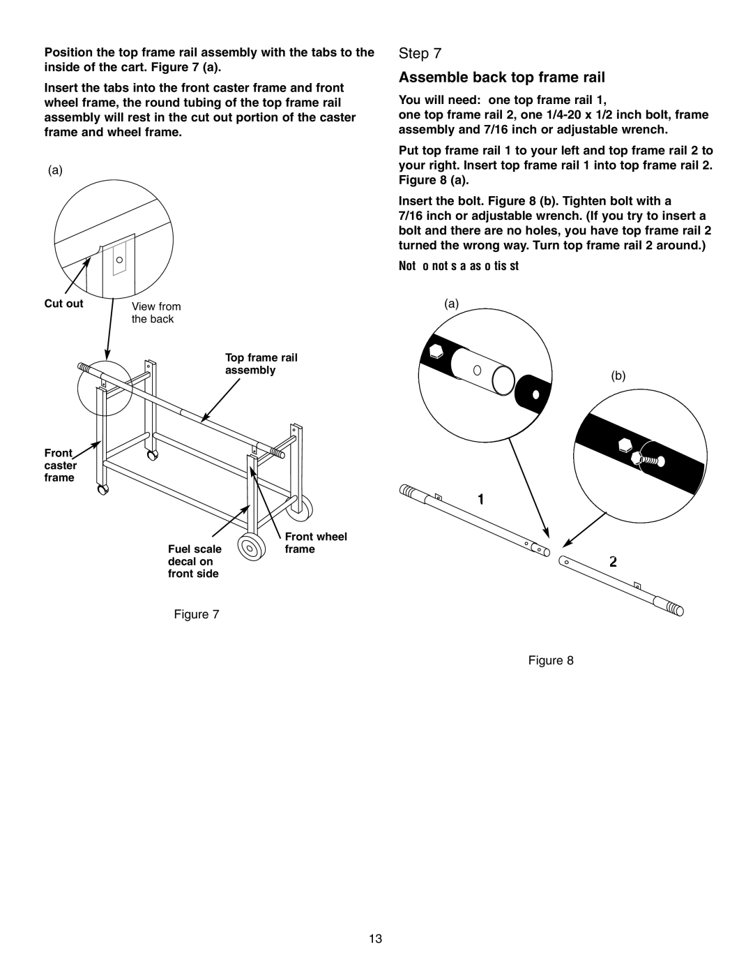 Weber FT 600 owner manual Assemble back top frame rail, Back 