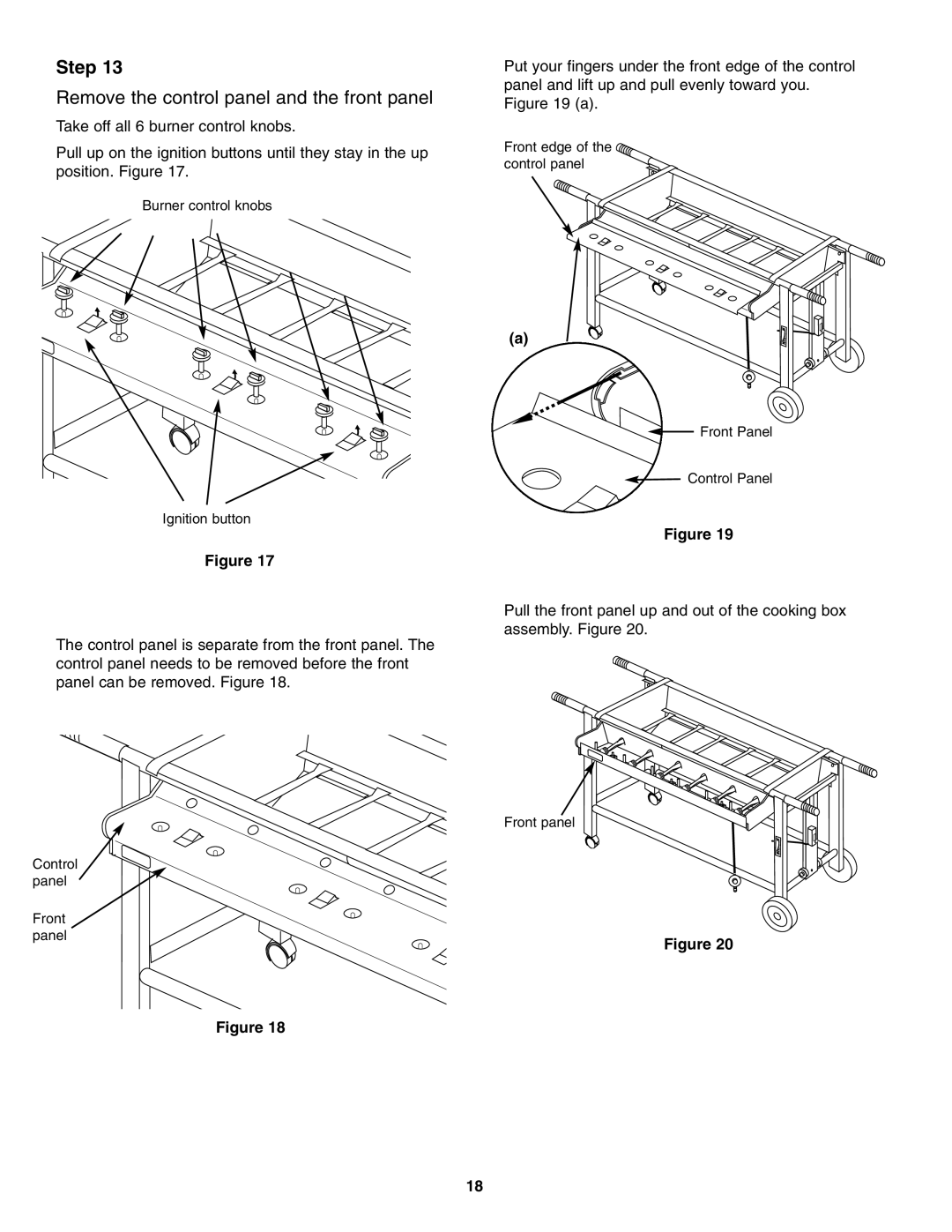 Weber FT 600 owner manual Remove the control panel and the front panel 