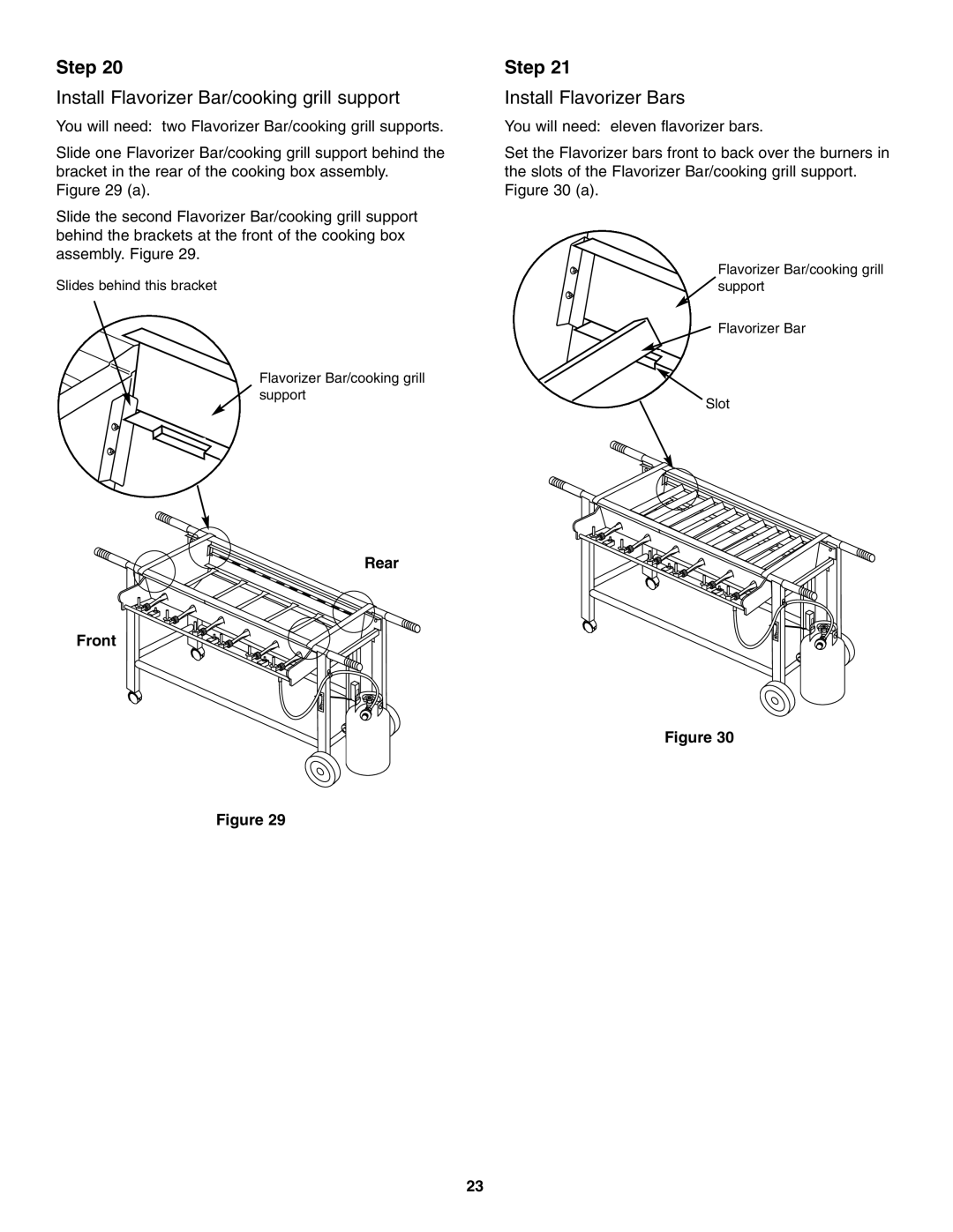 Weber FT 600 owner manual Install Flavorizer Bar/cooking grill support, Install Flavorizer Bars, Rear Front 