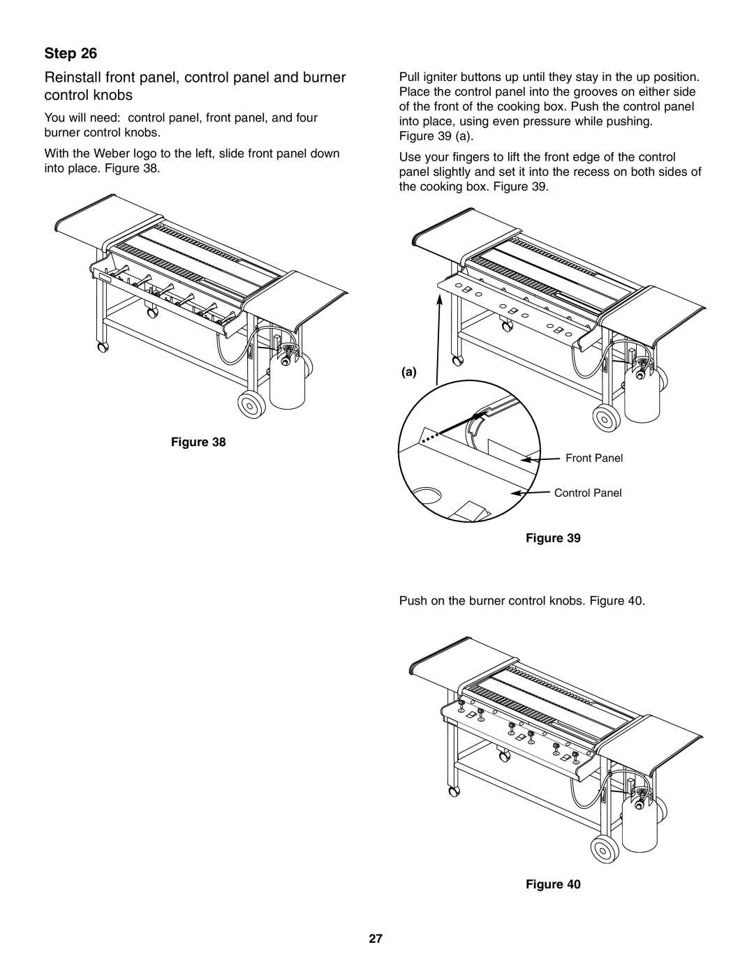 Weber FT 600 owner manual Push on the burner control knobs. Figure 