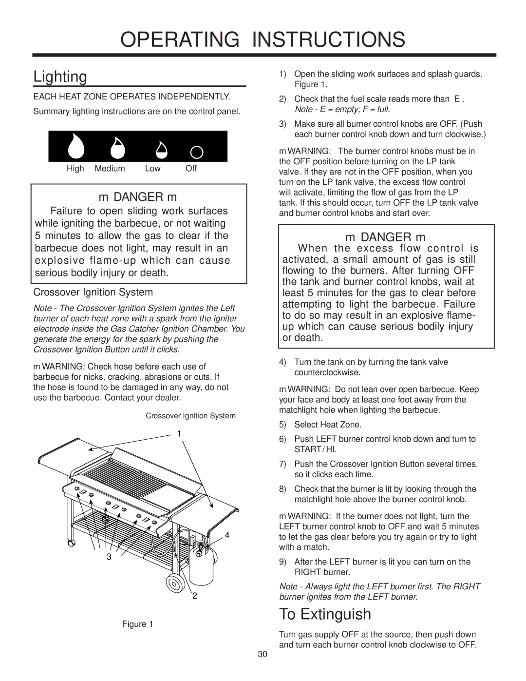 Weber FT 600 owner manual Lighting, To Extinguish, High Medium Low Off 