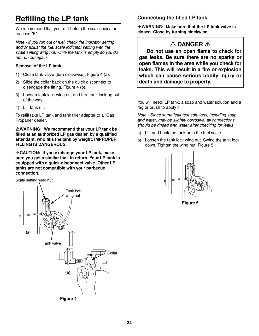 Weber FT 600 owner manual Refilling the LP tank, Removal of the LP tank 