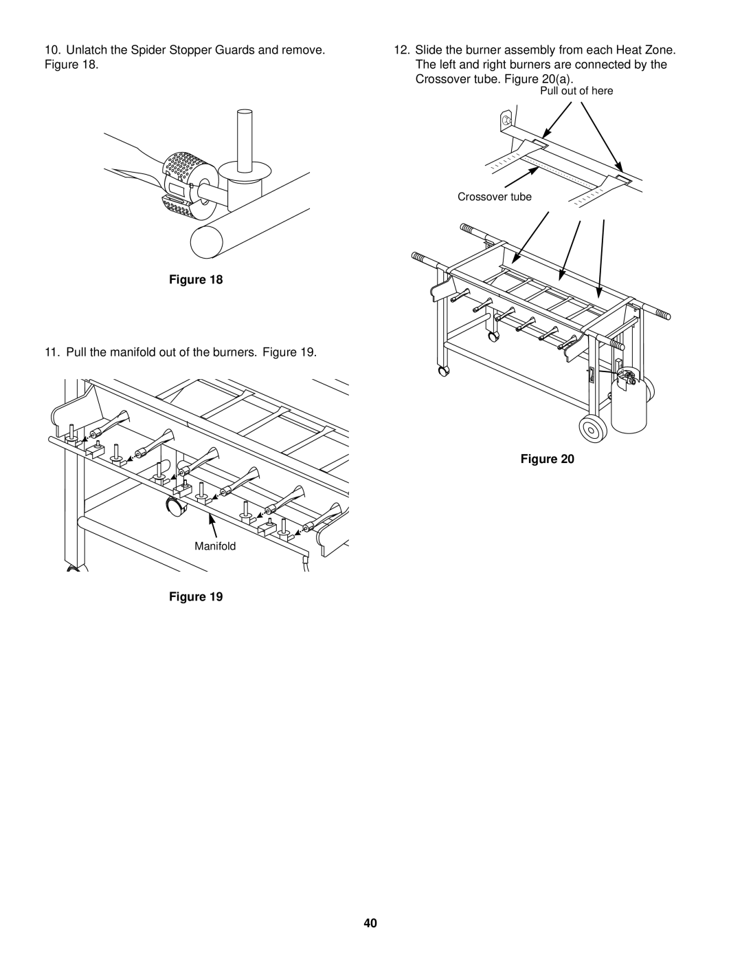 Weber FT 600 owner manual Pull the manifold out of the burners. Figure 