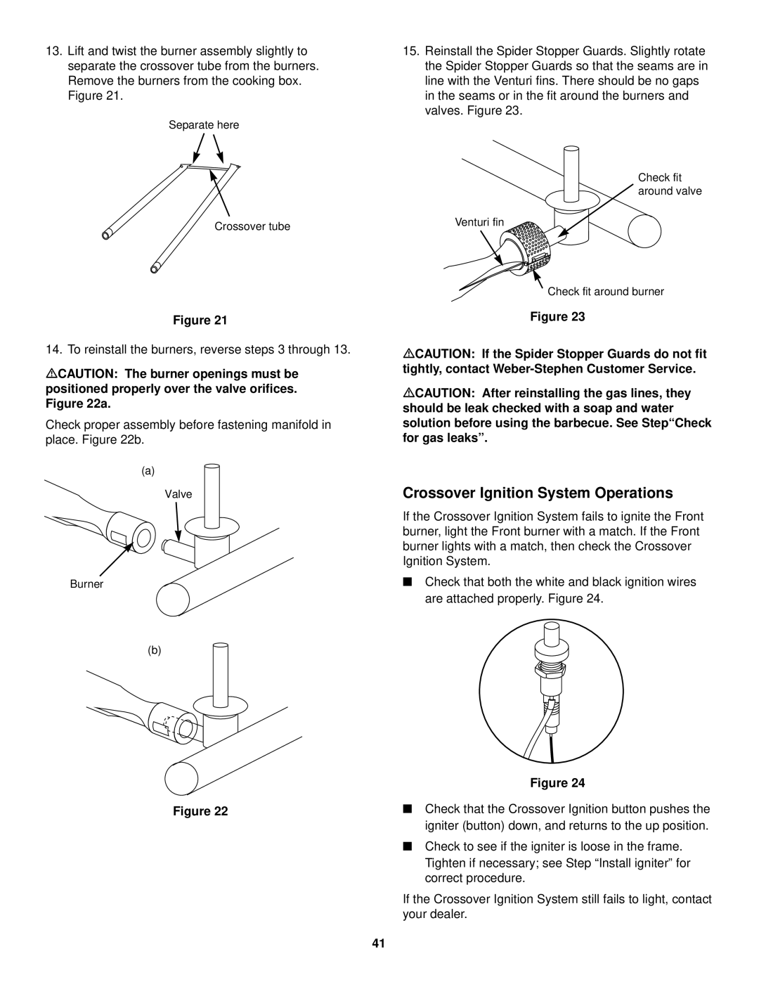 Weber FT 600 owner manual Crossover Ignition System Operations 